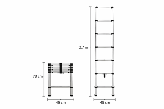 Escalera Telescópica de Aluminio 2.7 m Plegable Portátil Mcasa