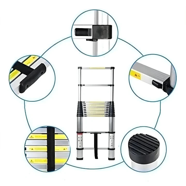Escalera Telescópica de Aluminio 1.9 m Plegable Portátil Mcasa