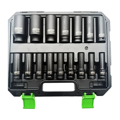 Juego de Dados de Impacto 1/2 Pulgada AFIXS MCASA – 16 Piezas de 10 a 32 mm