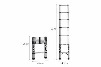 Escalera Telescópica de Aluminio 1.9 m Plegable Portátil Mcasa