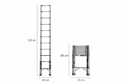 Escalera Telescópica Aluminio 3.5m Plegable Portátil Mcasa