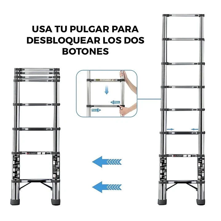 Escalera Telescópica Aluminio 3.5m Plegable Portátil Mcasa