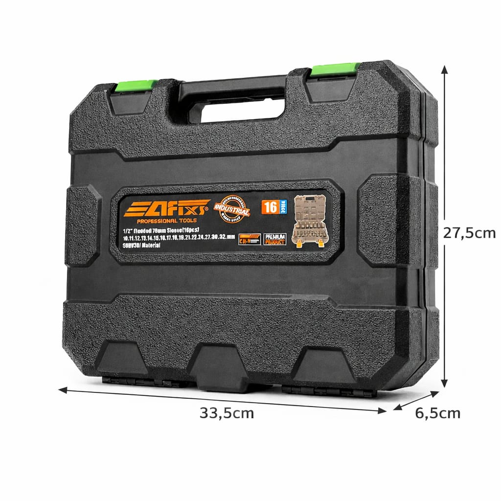 Juego de Dados de Impacto 1/2 Pulgada AFIXS MCASA – 16 Piezas de 10 a 32 mm