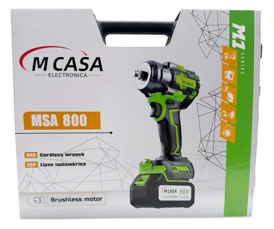 Llave de Impacto 1/2” 800Nm M-Casa Brushless | 2 Baterías, Cargador y Maleta con Accesorios